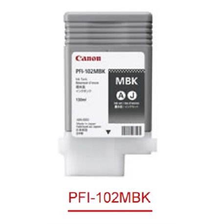 TINTA CANON PFI-102MBK NEGRO MATE 0894B001AA IPF605/510/650 130ML
