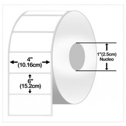 ETIQUETA ZEBRA TD 4INX6IN CENTRO 1IN Z-PERFORM 2000D 10010034 LABEL  PAPER 4X6IN 101.6x152.4MM