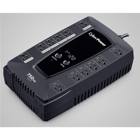 NOBREAK CYBERPOWER AVRG750LCD 750VA 450W VISOR LCD 12 CONTACTOS NEMA 5-15R 6 CON RESPALDO BATERIA RJ11