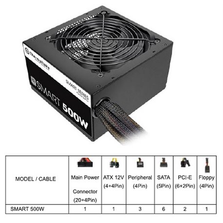 FUENTE DE PODER THERMALTAKE SMART 500W ATX 120 MM PS-SPD-0500NPCWUS-W