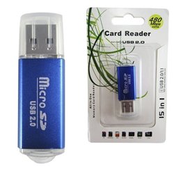 LECTOR BROBOTIX USB V2.0 MICROSD AZUL METALICO