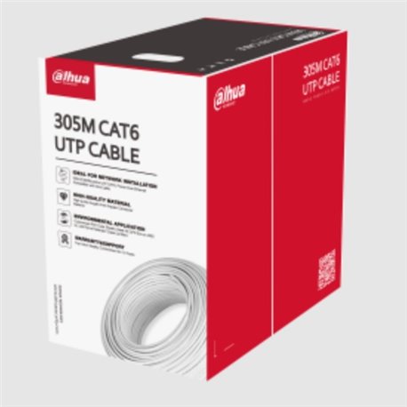BOBINA DAHUA CABLE UTP CAT6 USO INTERIOR 100 % COBRE BLANCO PFM923I-6UN-C 305 MTS REDES.VIDEO
