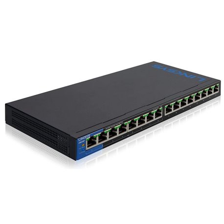 SWITCH LINKSYS LGS116P 16 PUERTOS GIGABIT CON 8 PUERTOS PoE+ (802.3at  HASTA 80W EN PUERTOS 1-8) QOS