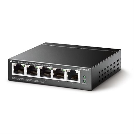 SWITCH TP-LINK TL-SG1005LP DE ESCRITORIO 5 PUERTOS GIGABIT CON 4 PTOS PoE+ (802.3af/at  MAX. 40W) NO ADMINISTRABLE