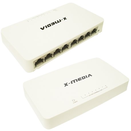 SWITCH X-MEDIA DE ESCRITORIO 8 PUERTOS SW3008D 10/100/1000 MBPS NO ADMINISTRABLE