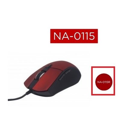 MOUSE NACEB ALAMBRICO OPTICO ERGONOMICO HASTA 2400DPI ROJO 6 BOTONES