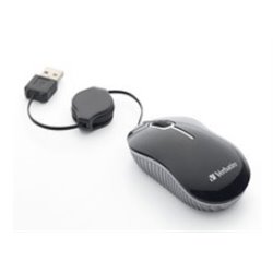 MINI MOUSE VERBATIM ALAMBRICO RETRACTIL TRAVEL VB98113 NEGRO USB
