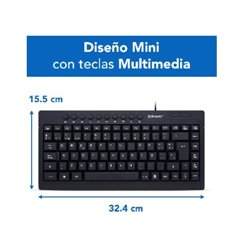 TECLADO BROBOTIX USB MINI NEGRO MULTIMEDIA