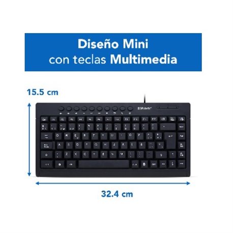 TECLADO BROBOTIX USB MINI NEGRO MULTIMEDIA