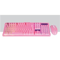 KIT TECLADO Y MOUSE BALAM RUSH ROSA SQUAD KTM330 ILUMINACION LED USB