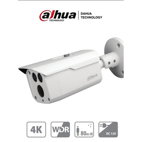DAHUA HAC-HFW1801D CAMARA BULLET 4k  8MEGAPIXELES LENTE DE 3.6MM  Metalica IR DE 80MTS  WDR REAL 120 DB  IP67 SOPORTA: