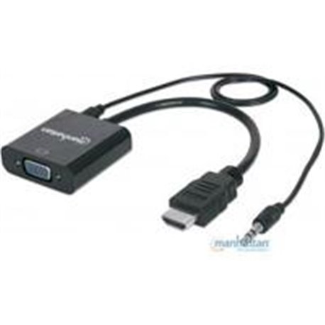 CABLE CONVERTIDOR MANHATTAN HDMI A VGA + AUDIO 3.5MM 1080P M-H