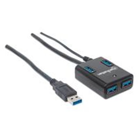 HUB USB 3.0 MANHATTAN SUPERVELOCIDAD 4 PUERTOS C/ADAPTADOR DE ENERGIA