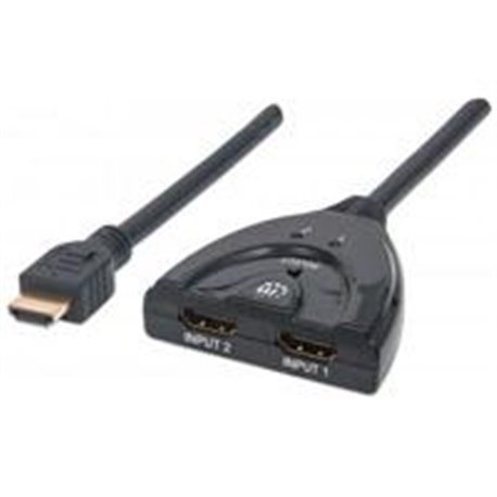 SWITCH HUB HDMI MANHATTAN DE 2 PUERTOS CON BOTON DE SELECCION MANUAL