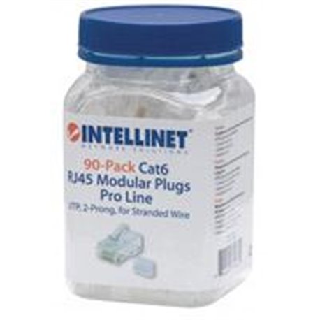 PLUG MODULAR RJ45 INTELLINET UTP CAT6 MULTIFILAR BOTE CON 90 PIEZAS CONTACTO ORO 50 MICRAS LINEA PRO