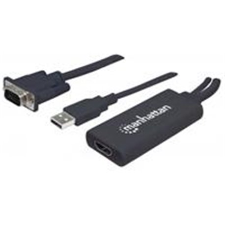 CONVERTIDOR MANHATTAN VGA A HDMI + AUDIO Y AC VIA USB