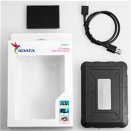 CARCASA ADATA ED600 PARA DISCOS DUROS/SSD 2.5 PULGADAS 7MM/9.5MM SATA3/USB3.2 NEGRO RESISTENTE A GOLPES Y AGUA CASE PC