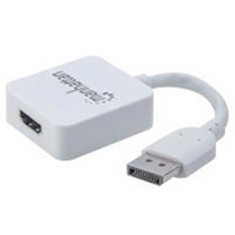 CONVERTIDOR VIDEO MANHATTAN HDMI H A DISPLAYPORT M 4K, CON CABLE, BLANCO