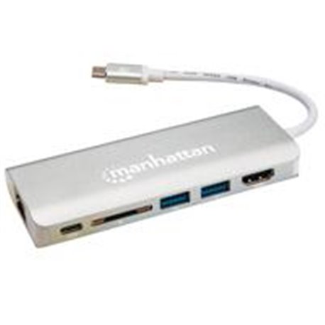 ESTACIóN DOCKING REPLICADOR MANHATTAN DE PUERTOS USB-C 6 A HDMI/RJ45/USB/USB-C PD/LECTOR SD