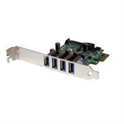TARJETA ADAPTADOR PCI EXPRESS PCI-E USB 3.0 CON UASP DE 4 PUERTOS Y ALIMENTACIóN SATA - CONTROLADOR SUPERSPEED - 4X USB A - STAR