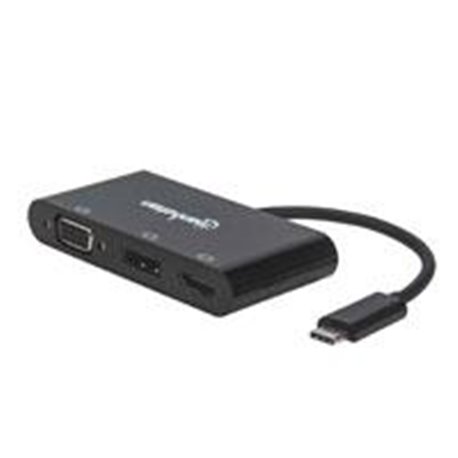 CONVERTIDOR DE USB-C A MULTIPUERTOS HDMI, DISPLAYPORT Y VGA HEMBRAS CON RESOLUCIONES DE HASTA 4K@30HZ