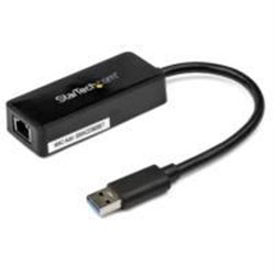ADAPTADOR TARJETA DE RED NIC EXTERNA USB 3.0 1 PUERTO GIGABIT ETHERNET RJ45 Y 1 PUERTO USB SUPER SPEED - CABLE - NEGRO - STARTEC