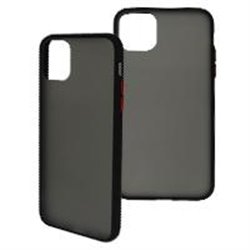 FUNDA GHIA HUMO SEMITRANSPARENTE BORDE NEGRO CON MICA PARA IPHONE 11 PRO MAX