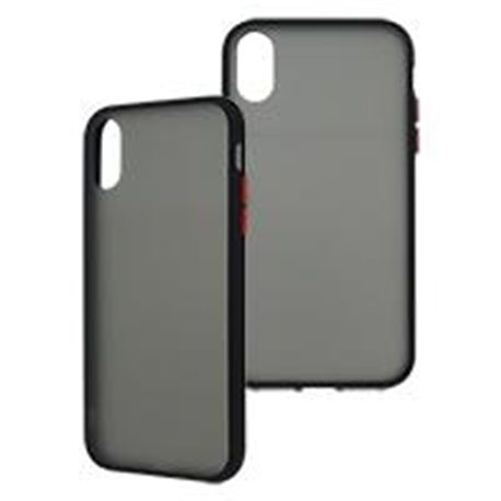 FUNDA GHIA HUMO SEMITRANSPARENTE/ BORDE NEGRO CON MICA PARA IPHONE XR