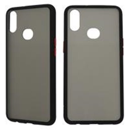 FUNDA GHIA HUMO SEMITRANSPARENTE/ BORDE NEGRO CON MICA PARA SAMSUNG A10S