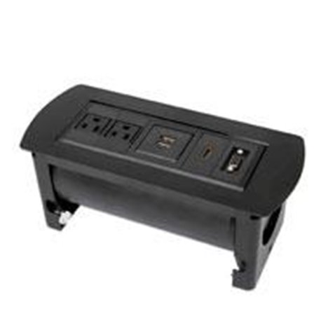 CAJA DE CONEXIóN PARA MESA, DOS TOMAS DE CORRIENTE, DOS PUERTOS DE CARGA USB-A, UNA CONEXIóN HDMI, UNA CONEXIóN VGA, CABLE DE AL