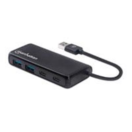HUB USB-A 3.2 MACHO A DOS PUERTOS USB-A HEMBRA Y DOS PUERTOS USB-C HEMBRA, VELOCIDADES DE TRANSFERENCIA DE 5 GBPS