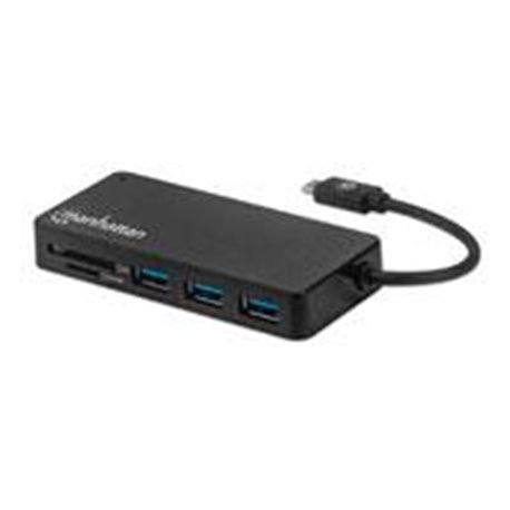 HUB USB-C 3.2 MACHO A TRES PUERTOS USB-A HEMBRA Y RANURA PARA TARJETAS SD/MICROSD, VELOCIDADES DE TRANSFERENCIA DE 5 GBPS