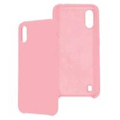 FUNDA GHIA DE SILICON COLOR ROSA CON MICA PARA SAMSUNG A01