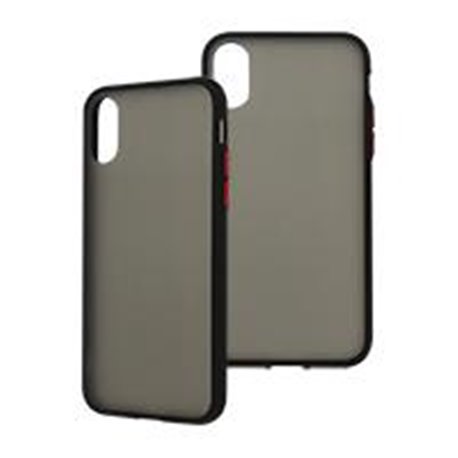 FUNDA GHIA HUMO SEMITRANSPARENTE/ BORDE NEGRO CON MICA PARA IPHONE XS MAX