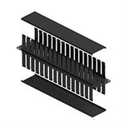 ORGANIZADOR DE CABLES NORTH SYSTEM 2 U.R. DOBLE HORIZONTAL 19 DUCTO FRONTAL 3 X 3, DUCTO POSTERIOR 2 X 4  COLOR NEGRO TEXTURIZAD