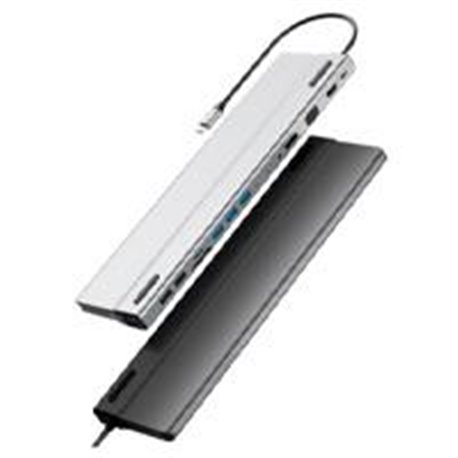 DOCKING STATION ACTECK  14 EN 1/ CONECTOR USB-C 3.1/ 5 USB 3.0/ 2 USB 2.0/HDMI/ VGA/ETHERNET/ 3.5MM/LECTOR DE MEMORIAS/ COLOR PL