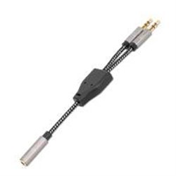 ADAPTADOR AUXILIAR 3.5 MM 2 A 1, 2 PLUGS 3.5 MM MACHO (MICRóFONO Y AUDIO) A UNA SALIDA 3.5 MM HEMBRA, 15 CM (6 PULG.)