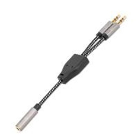 ADAPTADOR AUXILIAR 3.5 MM 2 A 1, 2 PLUGS 3.5 MM MACHO (MICRóFONO Y AUDIO) A UNA SALIDA 3.5 MM HEMBRA, 15 CM (6 PULG.)