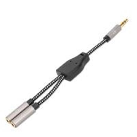 ADAPTADOR DE AURICULARES EN Y DE UN PLUG A 2 SALIDAS 3.5 MM, CONECTA DOS AUDíFONOS A UNA TOMA DE AUDIO, CONTACTOS CHAPADOS EN 