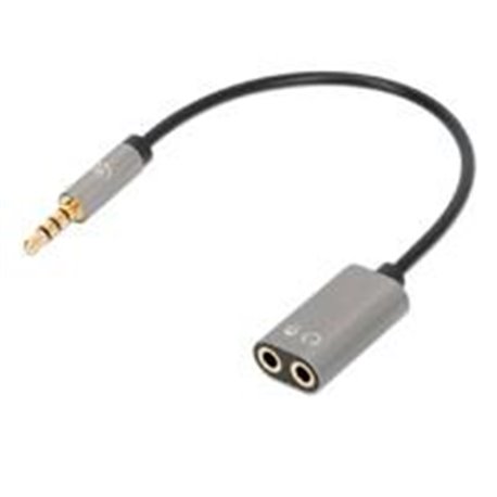ADAPTADOR AUXILIAR, CONECTOR 3.5 MM MACHO A 2 X 3.5 MM HEMBRA, 20 CM (8 PULG.), DIVIDE UNA TOMA úNICA DE 3.5 MM EN ENTRADA DE MI