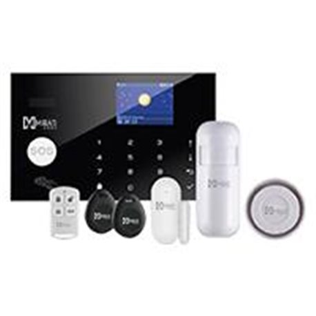 KIT DE ALARMA INTEGRAL SMARTHOME MIRATI WIFI PANEL TACTIL PANTALLA A COLOR TAMPER SWITCH INCLUYE SIRENA, SENSOR DE MOVIMIENTO, S