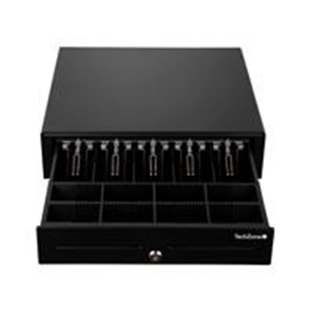 CAJON DE DINERO TECHZONE  TZBE4B8M90, COMPARTIMENTO, 4 BILLETES, 8 MONEDAS, REMOVIBLE, NEGRO