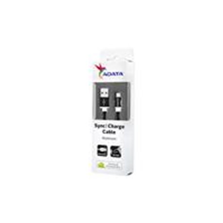 CABLE ADATA MICRO USB A USB 100CM 2.4MHA NEGRO ANDROID/WINDOWS, TELA, PUERTO USB REVERSIBLE