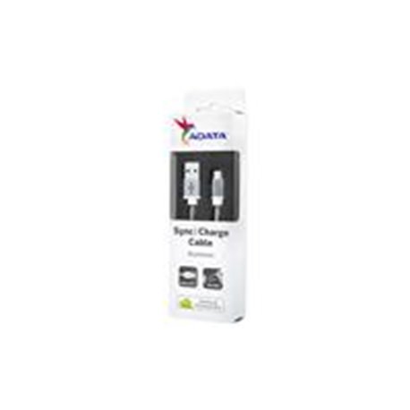 CABLE ADATA MICRO USB A USB 100CM 2.4MHA PLATA ANDROID/WINDOWS, TELA, PUERTO USB REVERSIBLE