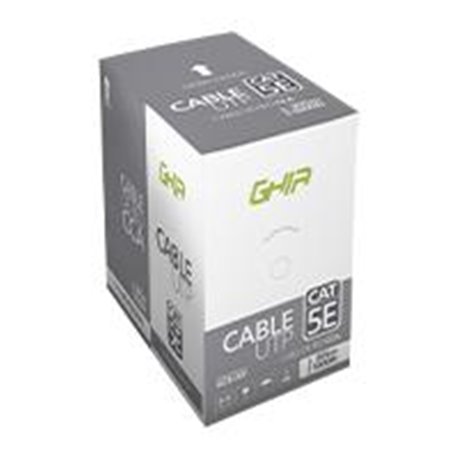 BOBINA DE CABLE MARCA GHIA CAT5E UTP CCA COLOR GRIS 24 AWG 305M 1000FT CERTIFICACION CE / ROHS