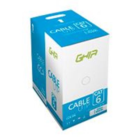 BOBINA DE CABLE MARCA GHIA CAT6 UTP CCA COLOR AZUL 23 AWG UTP 305M 1000FT CERTIFICACION CE / ROHS
