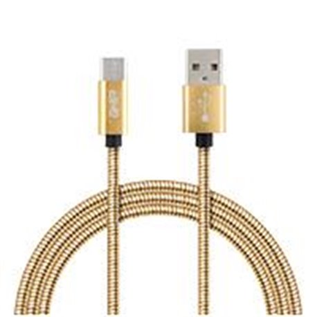 CABLE MICRO USB FORRO METALICO GHIA 1.0 MTS USB 2.1 CARGADOR Y TRANSFERENCIA DE DATOS DORADO