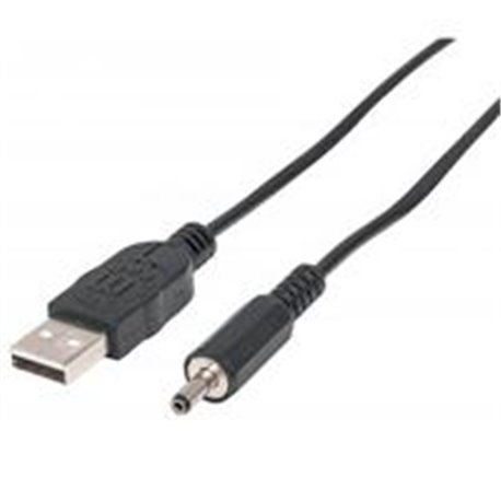 CABLE USB DE ENERGA USB 2.0 MACHO TIPO A A MACHO TIPO H OD 3.5 MM / ID 1.3 MM, 1 M 3 FT., NEGRO MANHATTAN