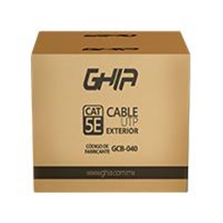 BOBINA DE CABLE EXTERIOR MARCA GHIA CAT5E SIN GEL UTP CCA 305M 1000FT CERTIFICACIN CE / ROSH