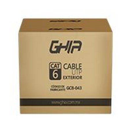 BOBINA DE CABLE EXTERIOR MARCA GHIA CAT6 CON GEL UTP CCA 305M 1000FT CERTIFICACION CE / ROSH